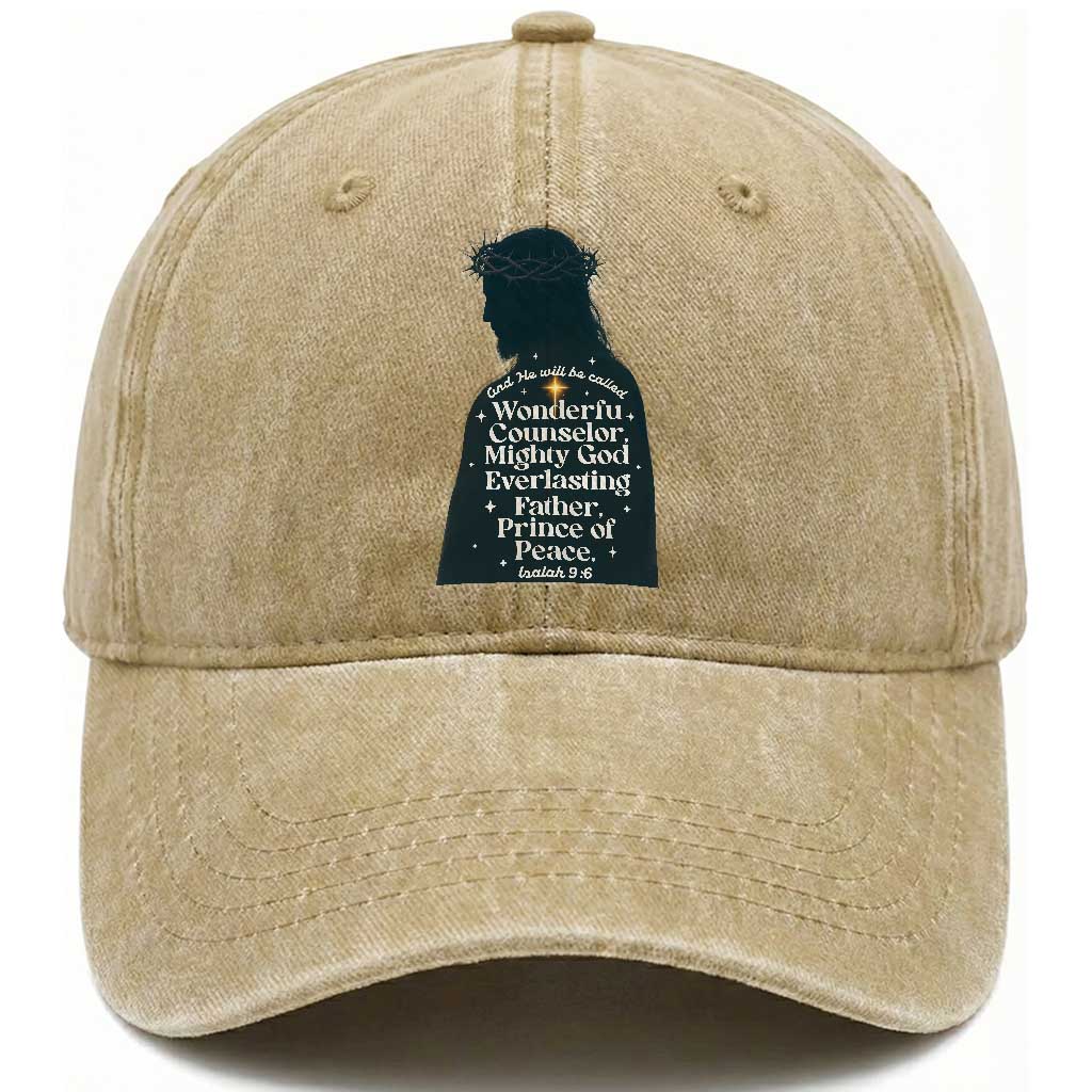 Christian Jesus Washed Cotton Baseball Cap Cross Bible Verse Inspirational Isalah 9:6