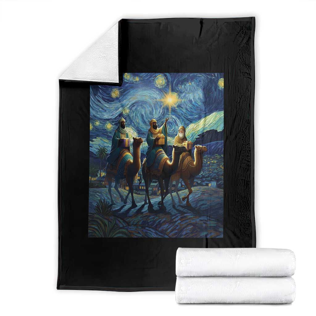 Three Kings Throw Blanket Nativity Scene Starry Night Christian Christmas - Wonder Print Shop