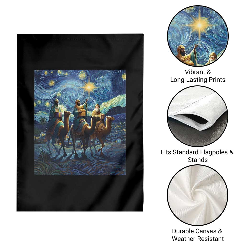 Three Kings Garden Flag Nativity Scene Starry Night Christian Christmas - Wonder Print Shop