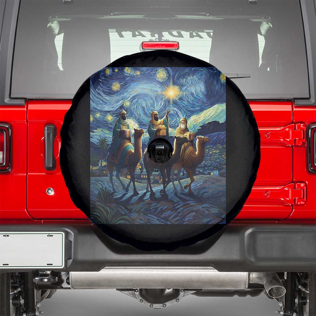 Three Kings Spare Tire Cover Nativity Scene Starry Night Christian Christmas - Wonder Print Shop