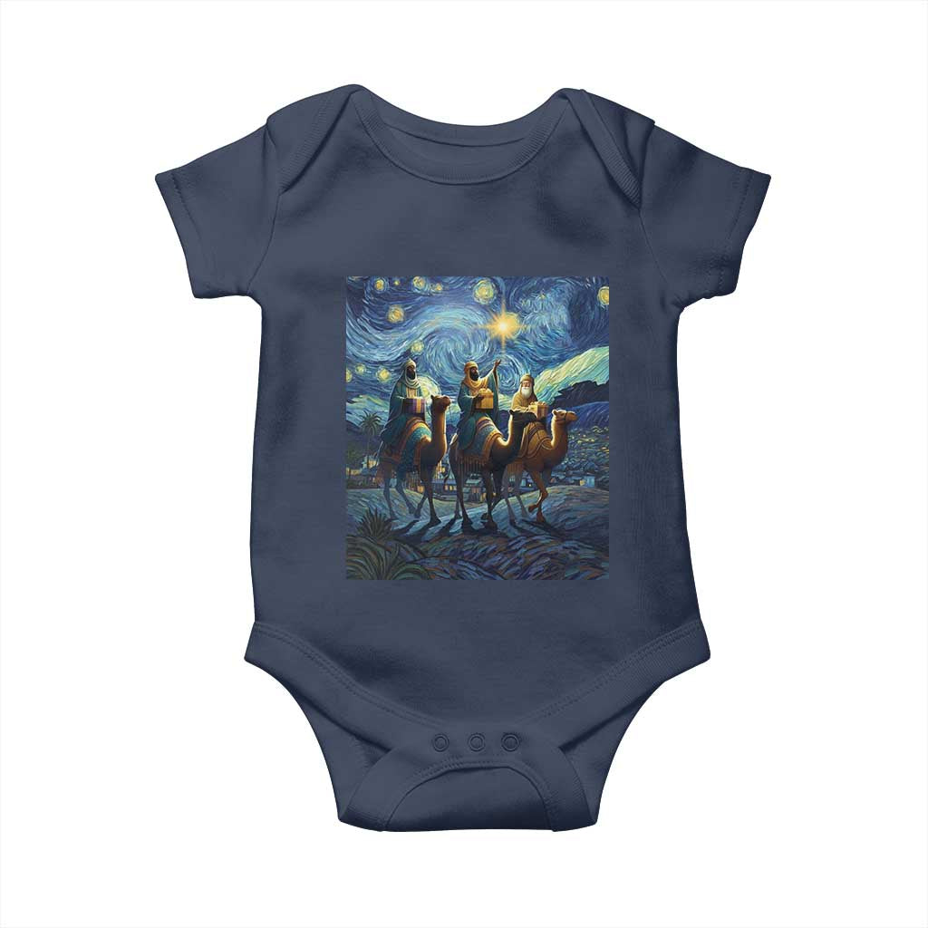 Three Kings Baby Onesie Nativity Scene Starry Night Christian Christmas - Wonder Print Shop
