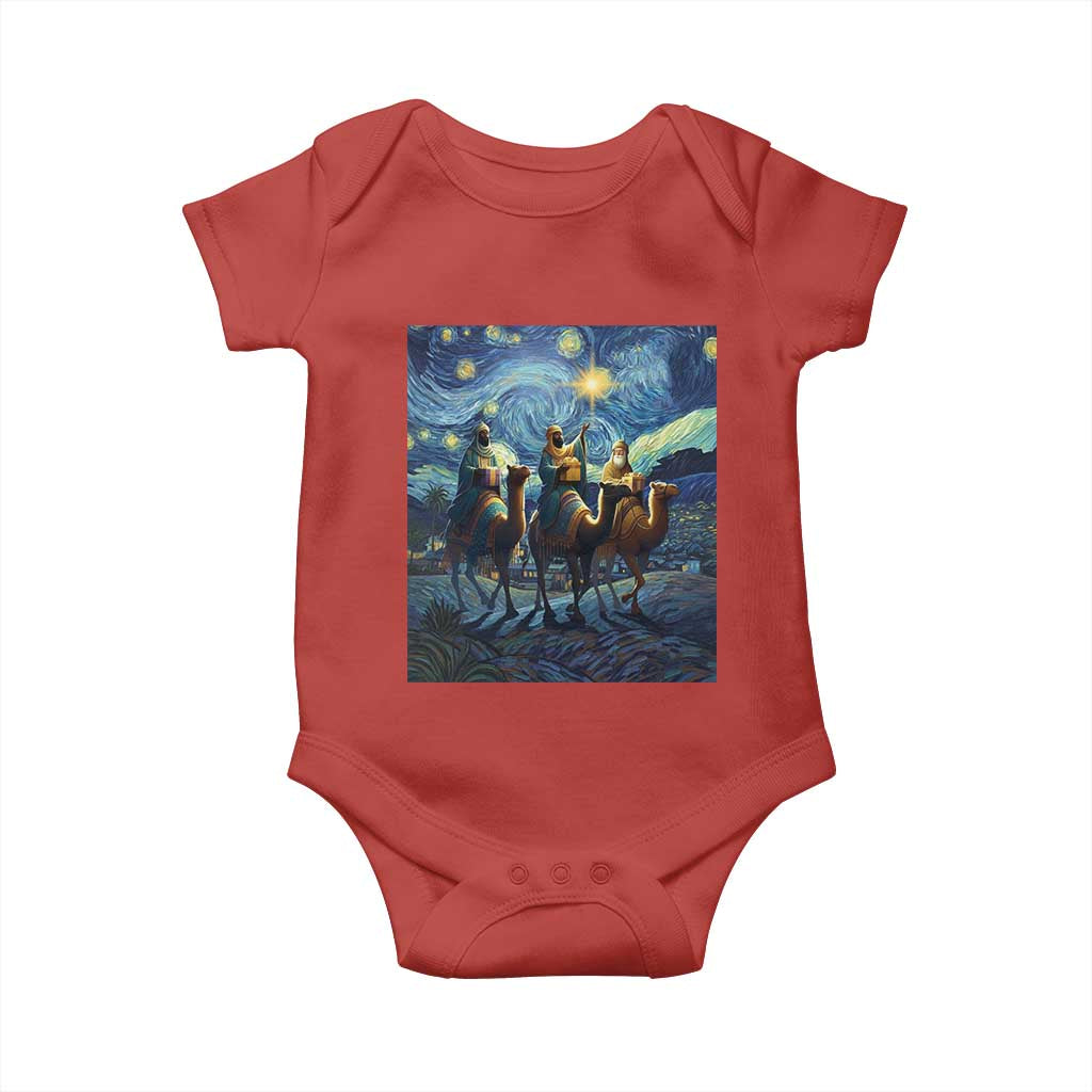 Three Kings Baby Onesie Nativity Scene Starry Night Christian Christmas - Wonder Print Shop