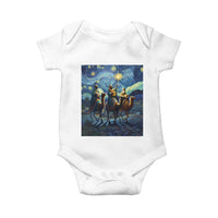 Three Kings Baby Onesie Nativity Scene Starry Night Christian Christmas - Wonder Print Shop