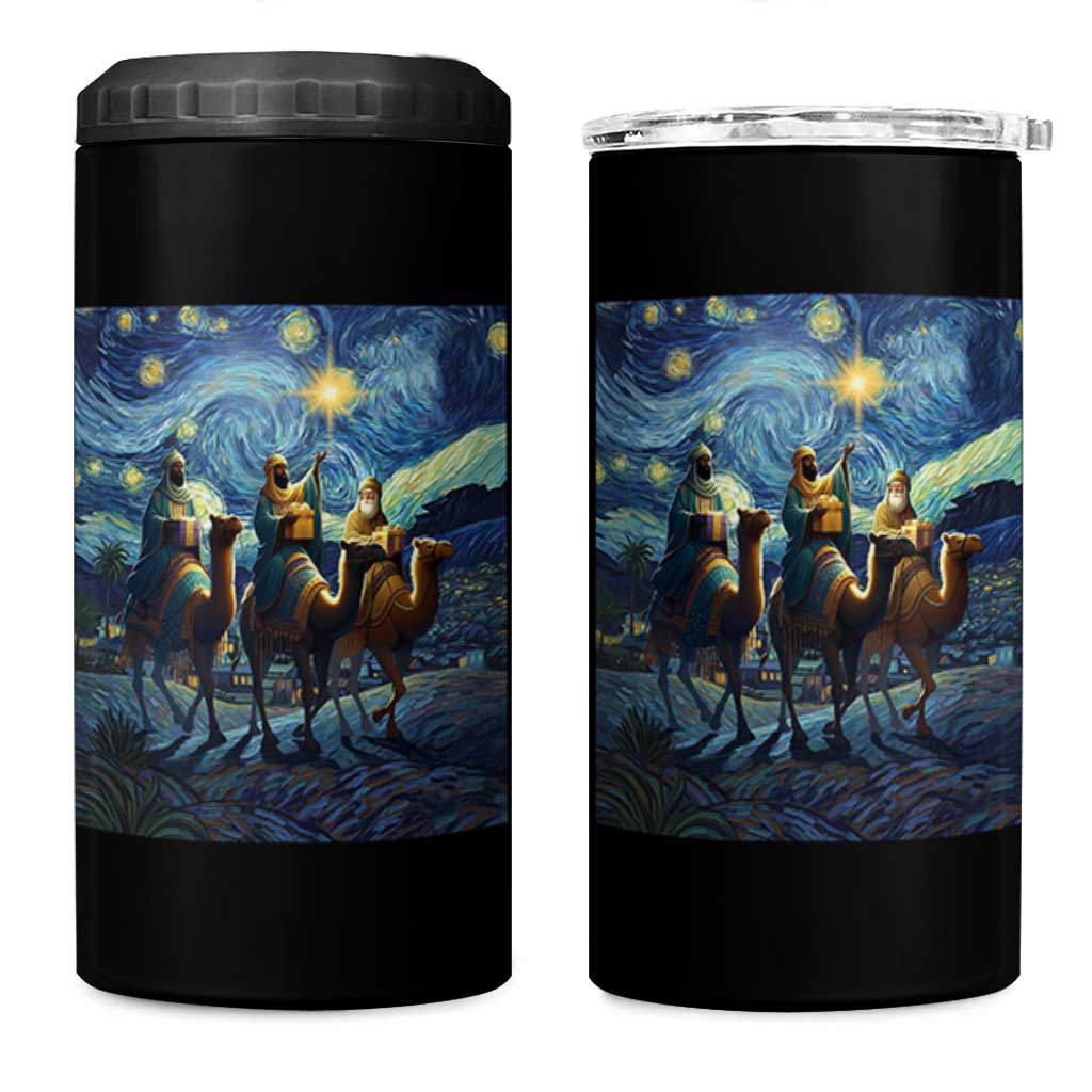 Three Kings 4 in 1 Can Cooler Tumbler Nativity Scene Starry Night Christian Christmas - Wonder Print Shop