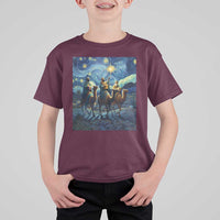 Three Kings T Shirt For Kid Nativity Scene Starry Night Christian Christmas - Wonder Print Shop