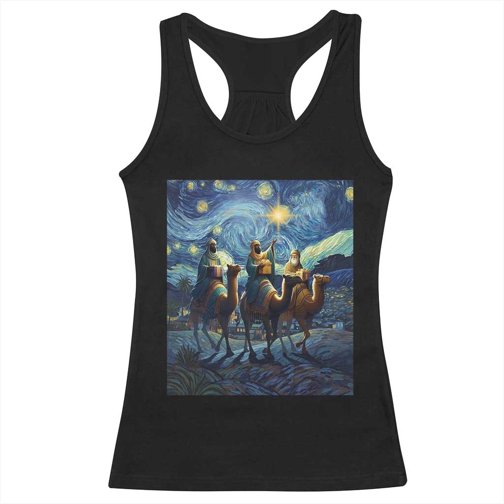 Three Kings Racerback Tank Top Nativity Scene Starry Night Christian Christmas - Wonder Print Shop