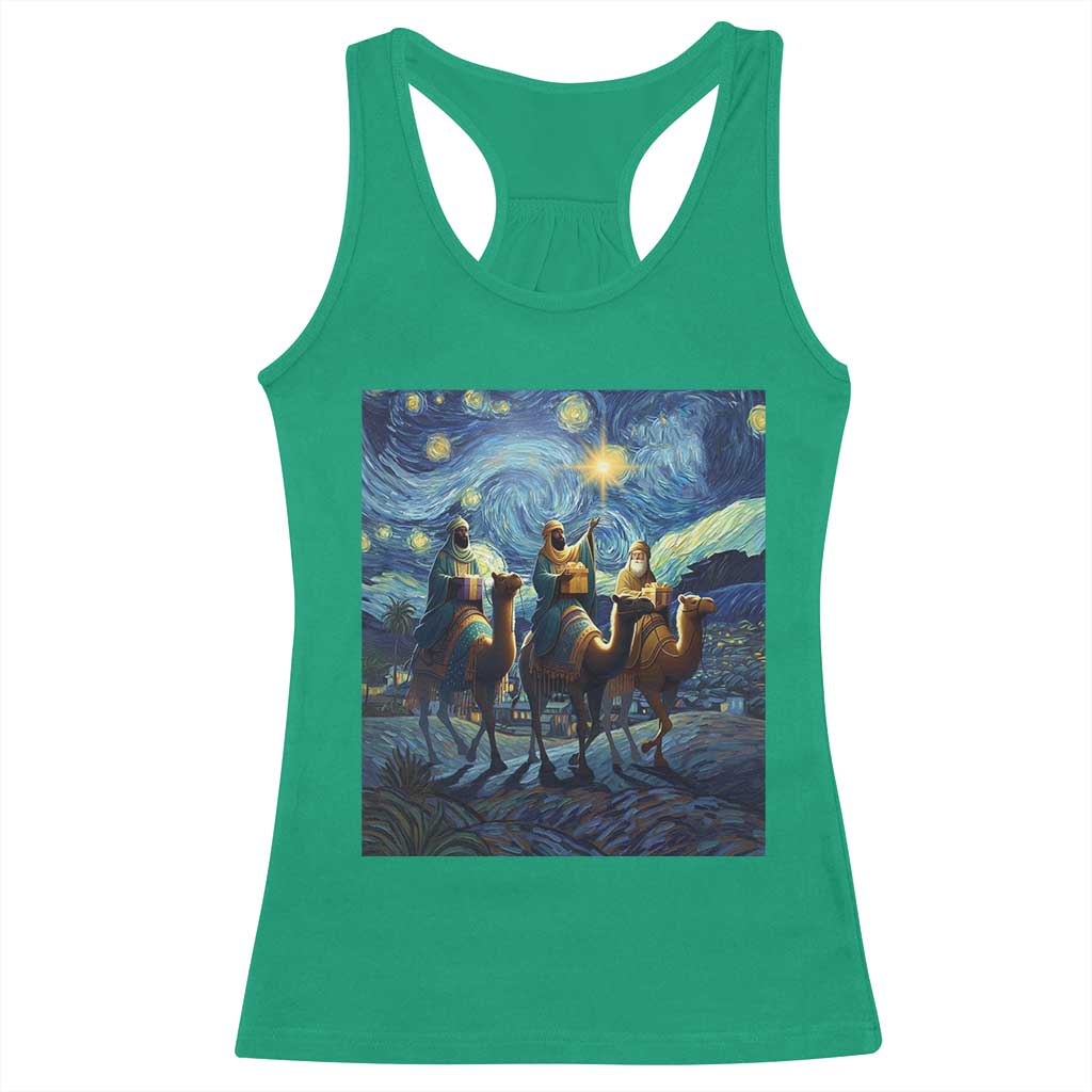 Three Kings Racerback Tank Top Nativity Scene Starry Night Christian Christmas - Wonder Print Shop