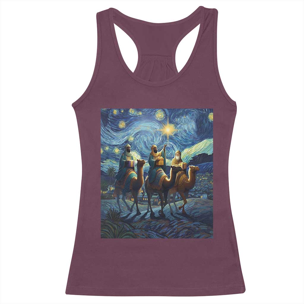 Three Kings Racerback Tank Top Nativity Scene Starry Night Christian Christmas - Wonder Print Shop