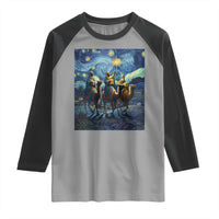 Three Kings Raglan Shirt Nativity Scene Starry Night Christian Christmas - Wonder Print Shop