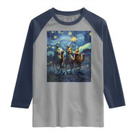 Three Kings Raglan Shirt Nativity Scene Starry Night Christian Christmas - Wonder Print Shop