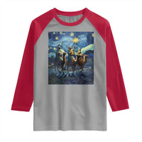 Three Kings Raglan Shirt Nativity Scene Starry Night Christian Christmas - Wonder Print Shop