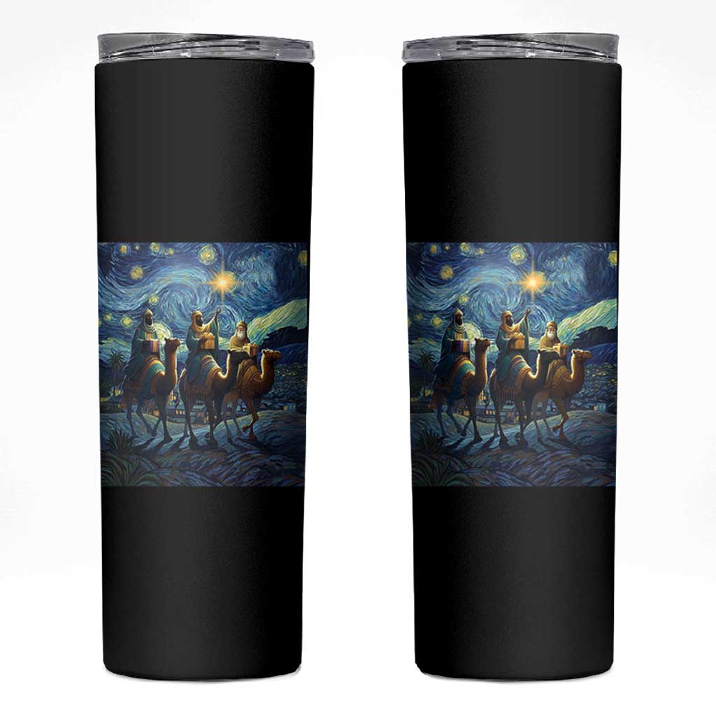 Three Kings Skinny Tumbler Nativity Scene Starry Night Christian Christmas - Wonder Print Shop