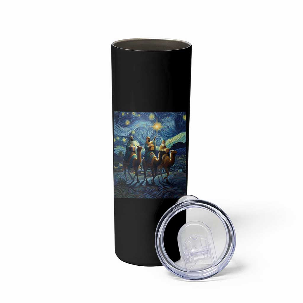 Three Kings Skinny Tumbler Nativity Scene Starry Night Christian Christmas - Wonder Print Shop