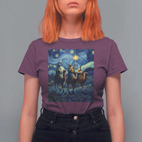 Three Kings T Shirt For Women Nativity Scene Starry Night Christian Christmas - Wonder Print Shop