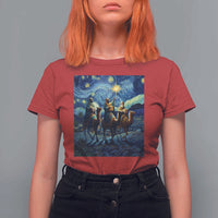 Three Kings T Shirt For Women Nativity Scene Starry Night Christian Christmas - Wonder Print Shop
