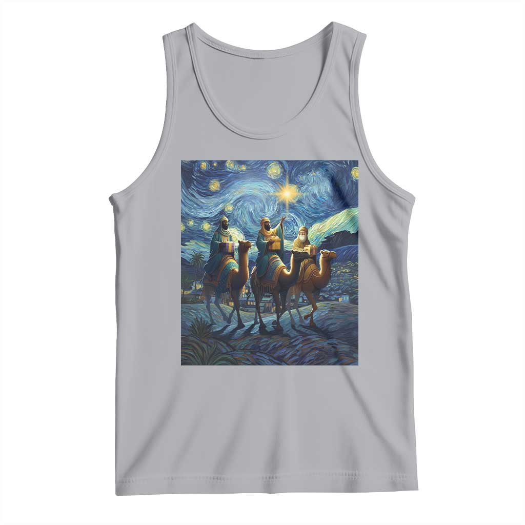 Three Kings Tank Top Nativity Scene Starry Night Christian Christmas - Wonder Print Shop