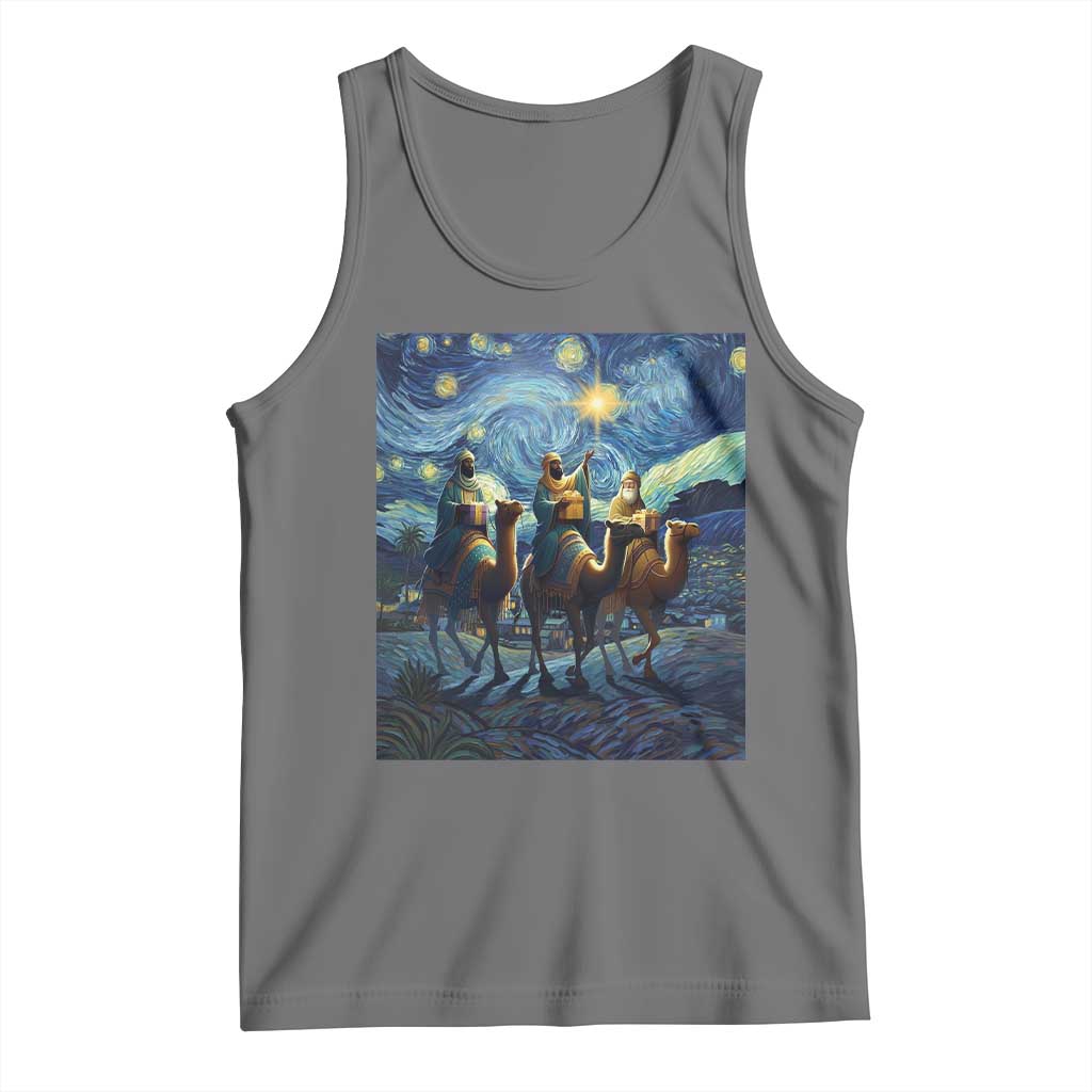 Three Kings Tank Top Nativity Scene Starry Night Christian Christmas - Wonder Print Shop