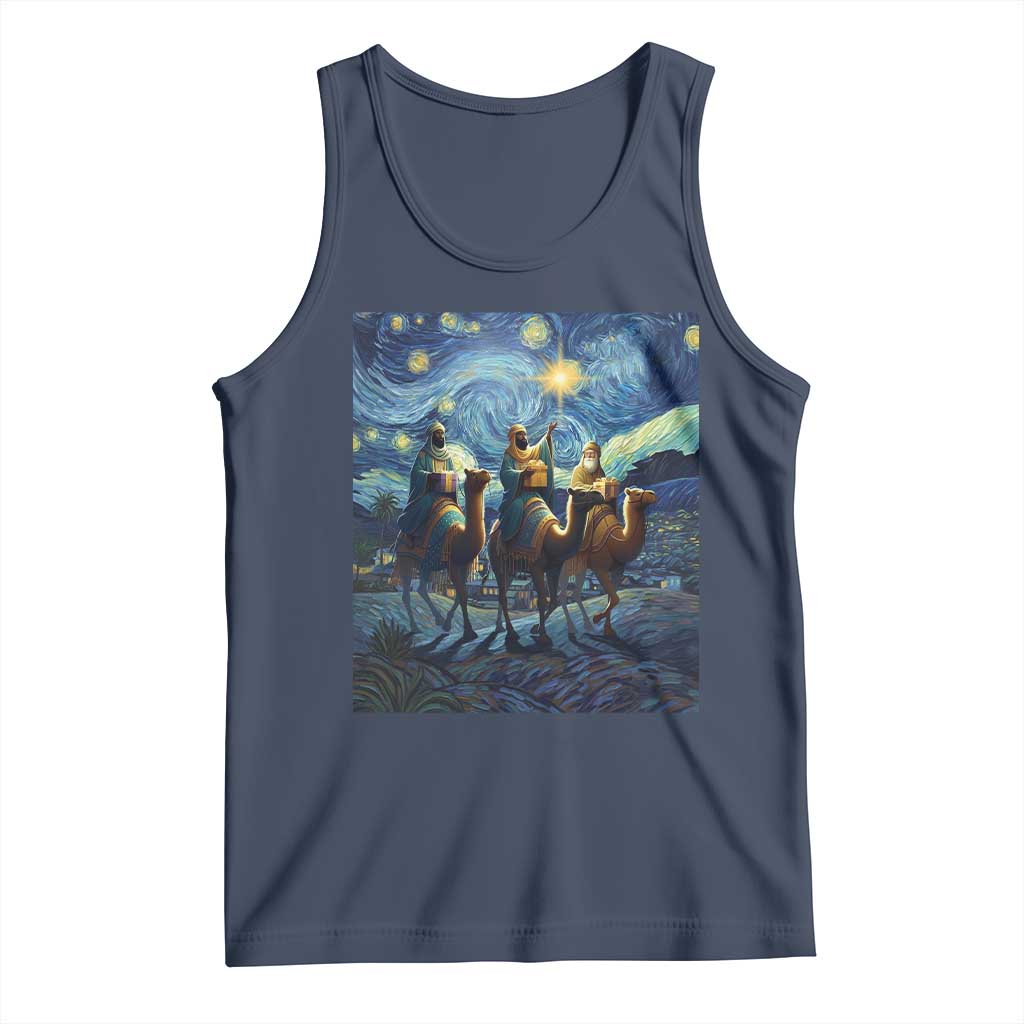 Three Kings Tank Top Nativity Scene Starry Night Christian Christmas - Wonder Print Shop