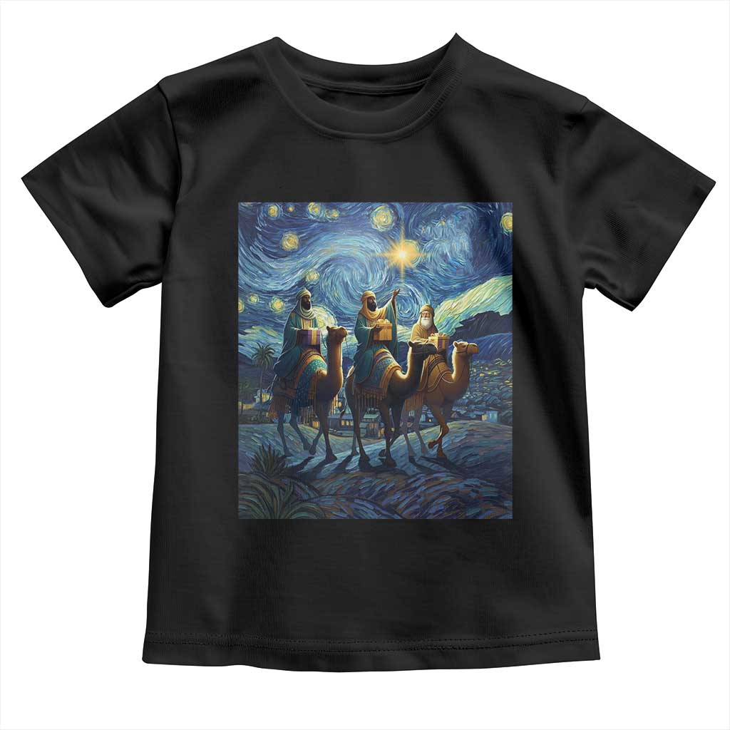 Three Kings Toddler T Shirt Nativity Scene Starry Night Christian Christmas - Wonder Print Shop
