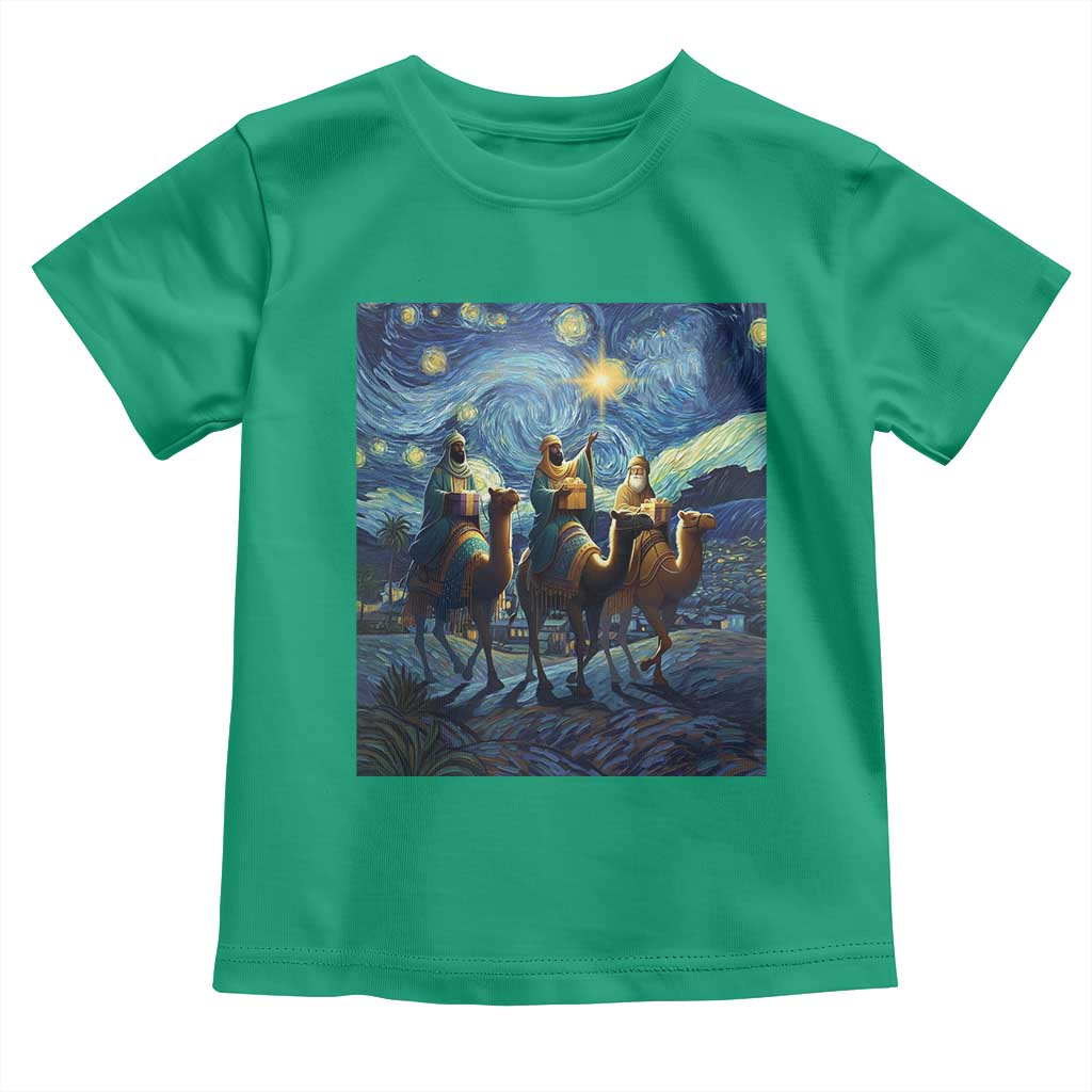 Three Kings Toddler T Shirt Nativity Scene Starry Night Christian Christmas - Wonder Print Shop