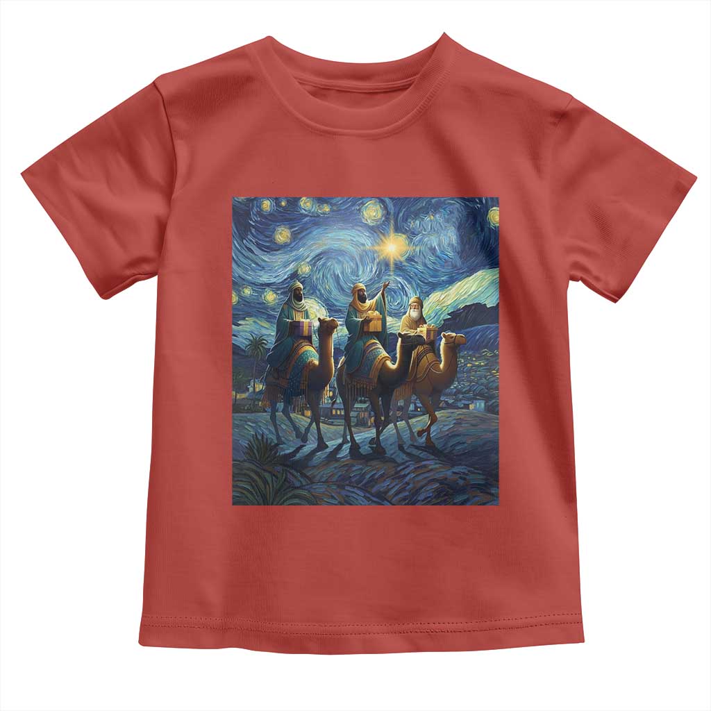 Three Kings Toddler T Shirt Nativity Scene Starry Night Christian Christmas - Wonder Print Shop