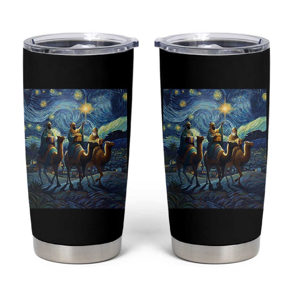 Three Kings Tumbler Cup Nativity Scene Starry Night Christian Christmas - Wonder Print Shop