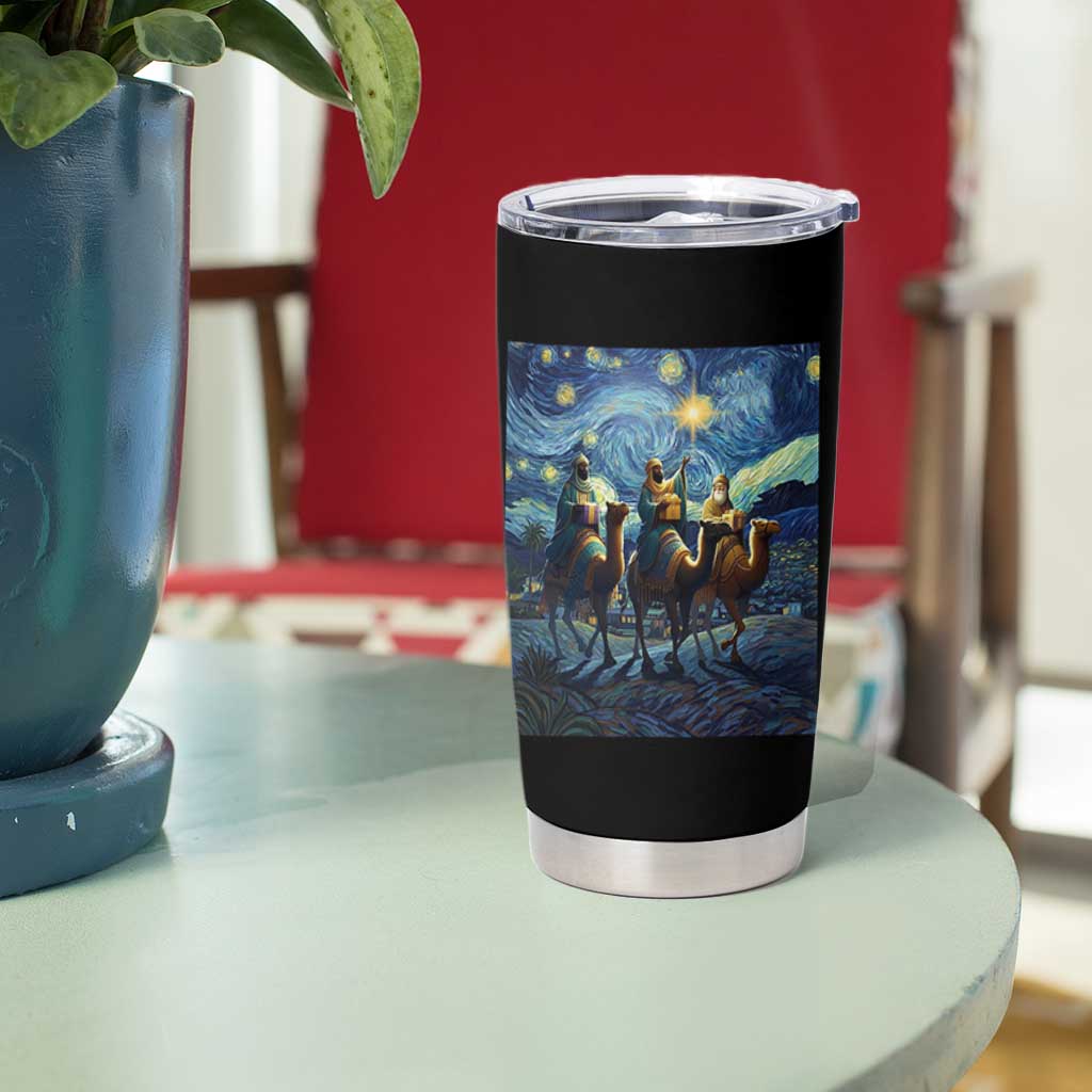 Three Kings Tumbler Cup Nativity Scene Starry Night Christian Christmas - Wonder Print Shop