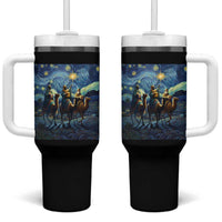 Three Kings Tumbler With Handle Nativity Scene Starry Night Christian Christmas - Wonder Print Shop