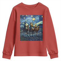 Three Kings Youth Sweatshirt Nativity Scene Starry Night Christian Christmas - Wonder Print Shop