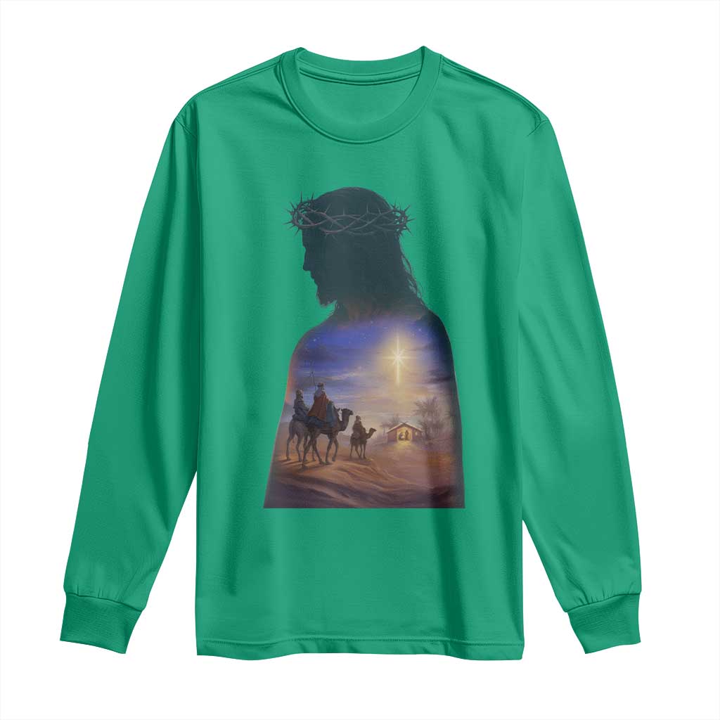 Three Wise Men Nativity Scene Long Sleeve Shirt Christian Jesus Faith - Wonder Print Shop