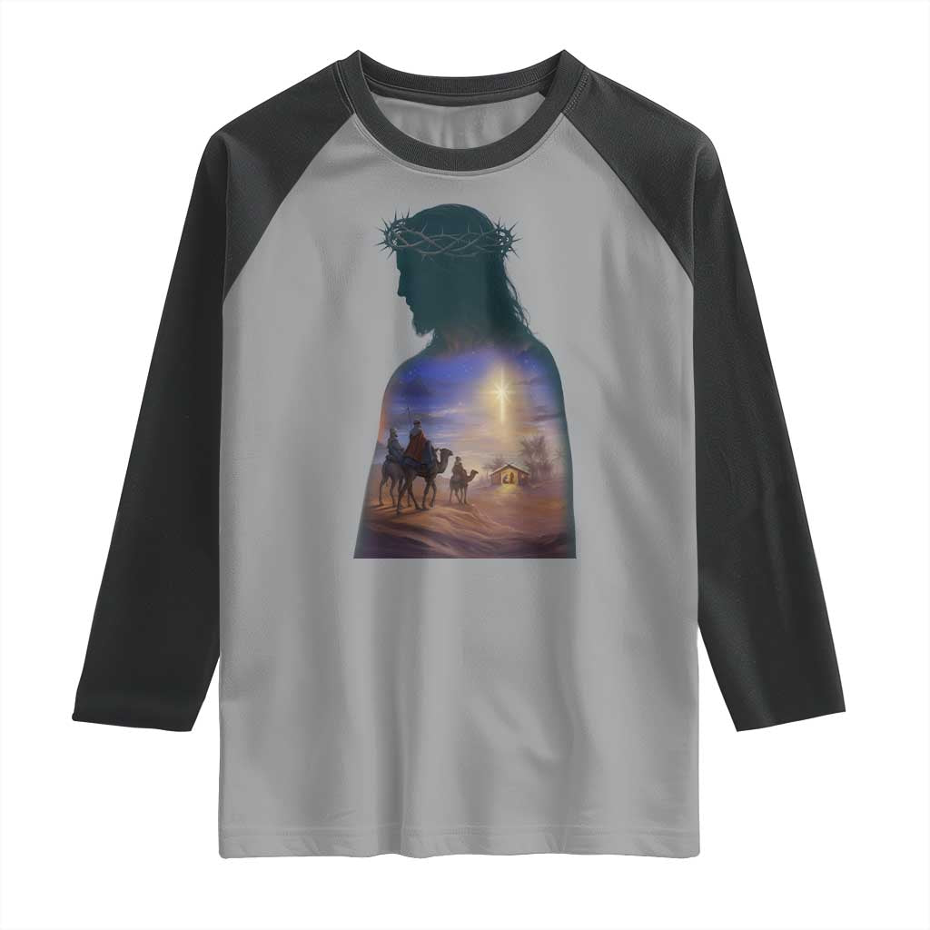 Three Wise Men Nativity Scene Raglan Shirt Christian Jesus Faith - Wonder Print Shop