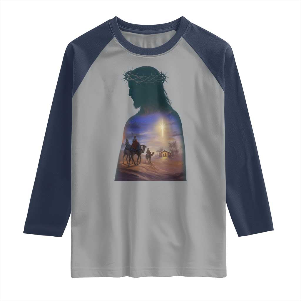 Three Wise Men Nativity Scene Raglan Shirt Christian Jesus Faith - Wonder Print Shop