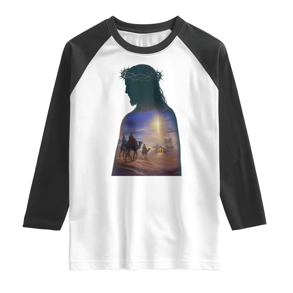 Three Wise Men Nativity Scene Raglan Shirt Christian Jesus Faith - Wonder Print Shop