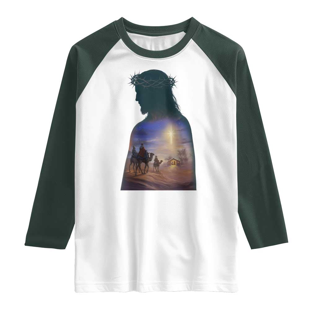Three Wise Men Nativity Scene Raglan Shirt Christian Jesus Faith - Wonder Print Shop