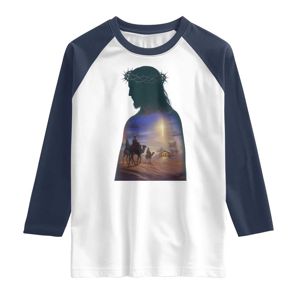 Three Wise Men Nativity Scene Raglan Shirt Christian Jesus Faith - Wonder Print Shop