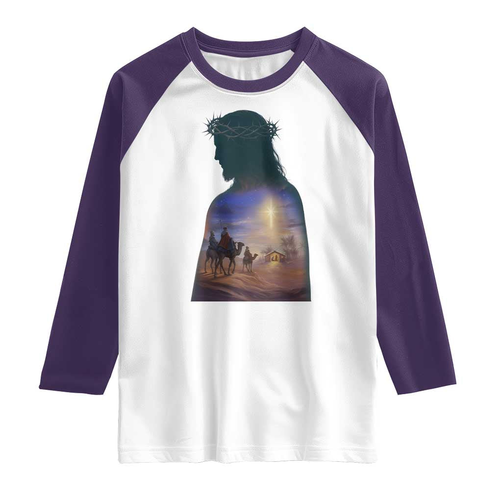 Three Wise Men Nativity Scene Raglan Shirt Christian Jesus Faith - Wonder Print Shop