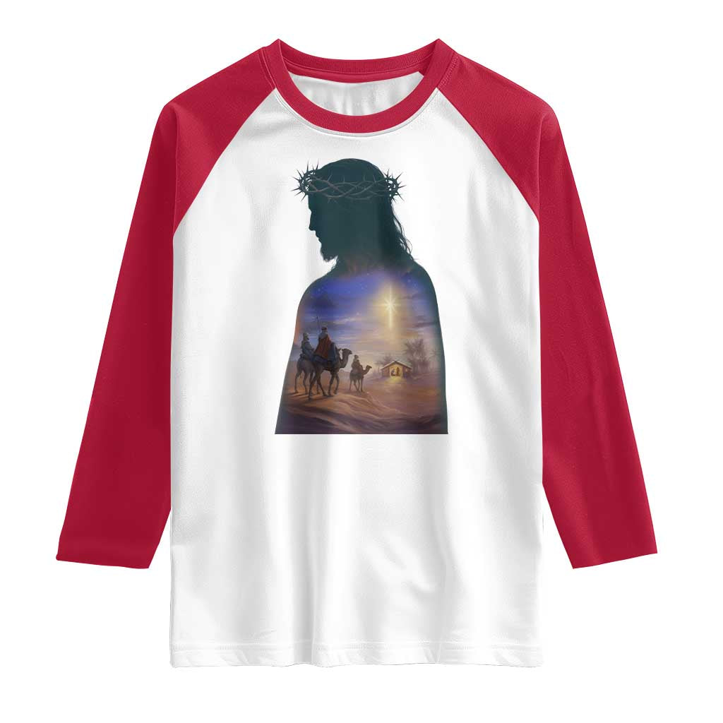 Three Wise Men Nativity Scene Raglan Shirt Christian Jesus Faith - Wonder Print Shop
