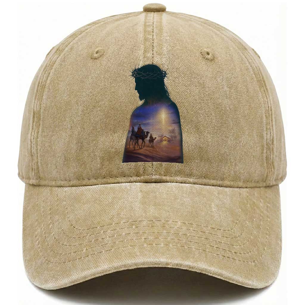 Three Wise Men Nativity Scene Washed Cotton Baseball Cap Christian Jesus Faith
