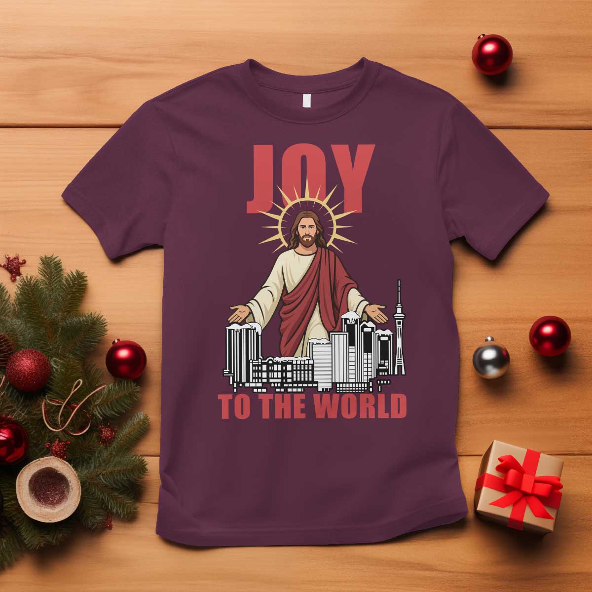 Jesus Christmas T Shirt Joy To The World Christian - Wonder Print Shop