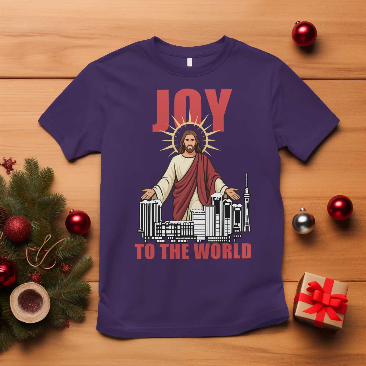 Jesus Christmas T Shirt Joy To The World Christian - Wonder Print Shop