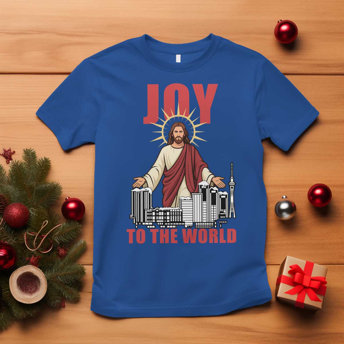 Jesus Christmas T Shirt Joy To The World Christian - Wonder Print Shop