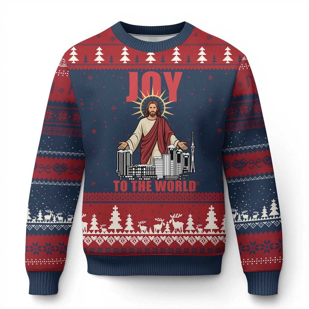 Jesus Xmas Ugly Christmas Sweater Joy To The World Christian - Wonder Print Shop