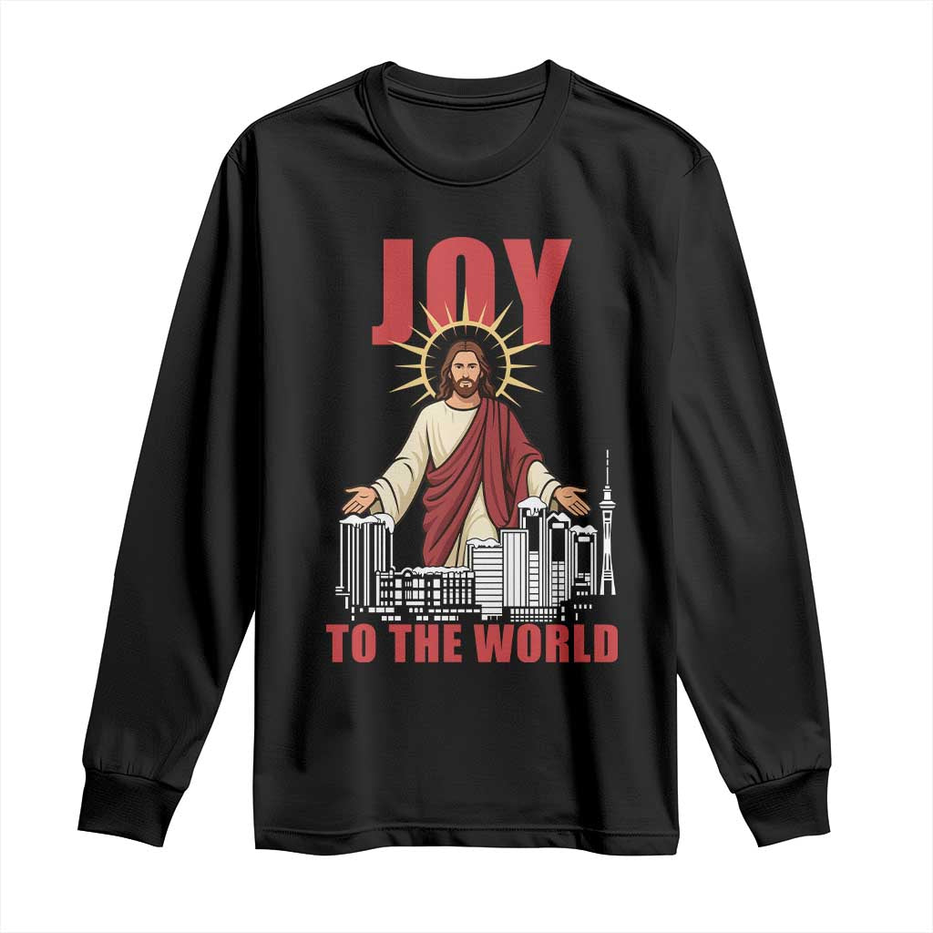 Jesus Christmas Long Sleeve Shirt Joy To The World Christian - Wonder Print Shop