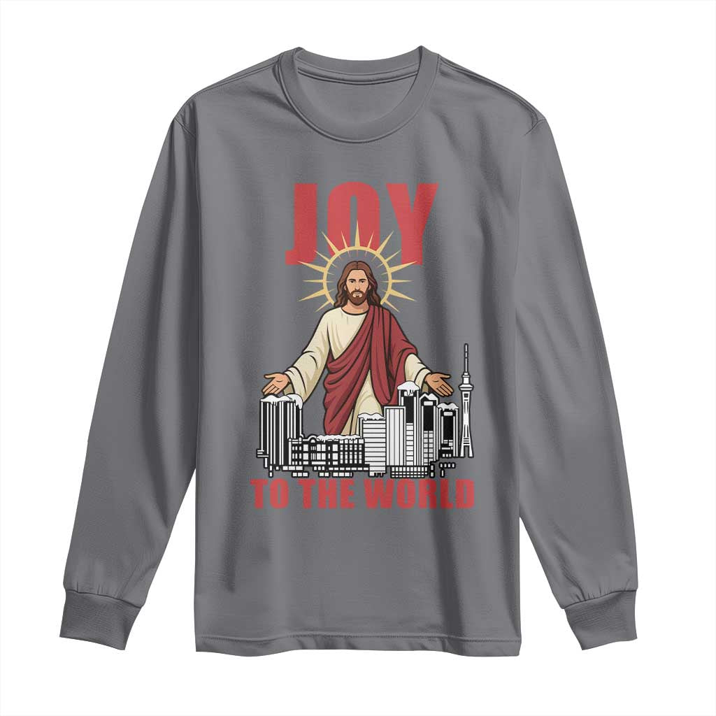 Jesus Christmas Long Sleeve Shirt Joy To The World Christian - Wonder Print Shop