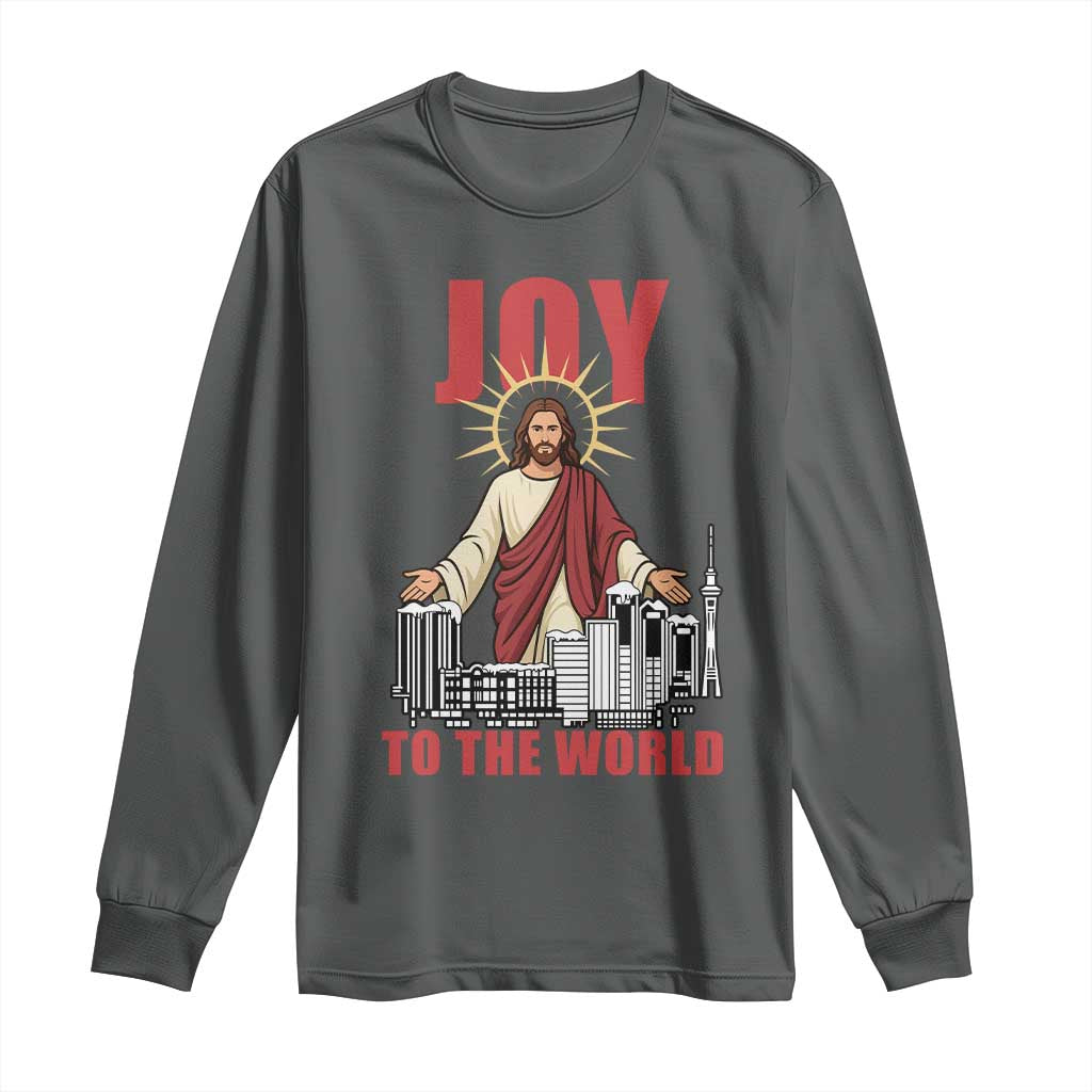 Jesus Christmas Long Sleeve Shirt Joy To The World Christian - Wonder Print Shop