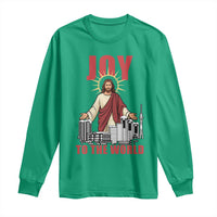 Jesus Christmas Long Sleeve Shirt Joy To The World Christian - Wonder Print Shop