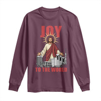 Jesus Christmas Long Sleeve Shirt Joy To The World Christian - Wonder Print Shop