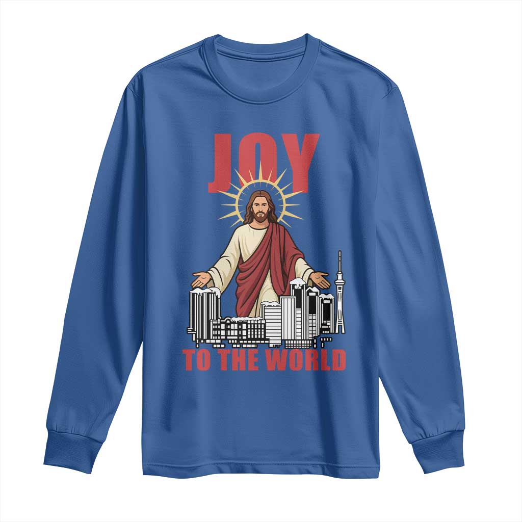 Jesus Christmas Long Sleeve Shirt Joy To The World Christian - Wonder Print Shop