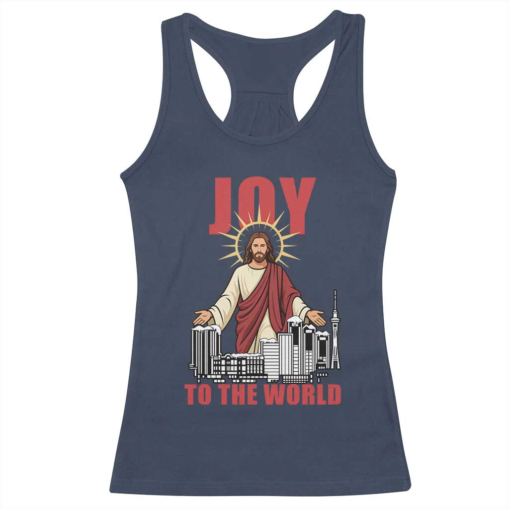 Jesus Christmas Racerback Tank Top Joy To The World Christian - Wonder Print Shop