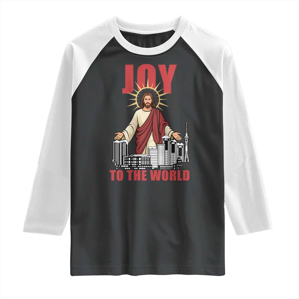 Jesus Christmas Raglan Shirt Joy To The World Christian - Wonder Print Shop